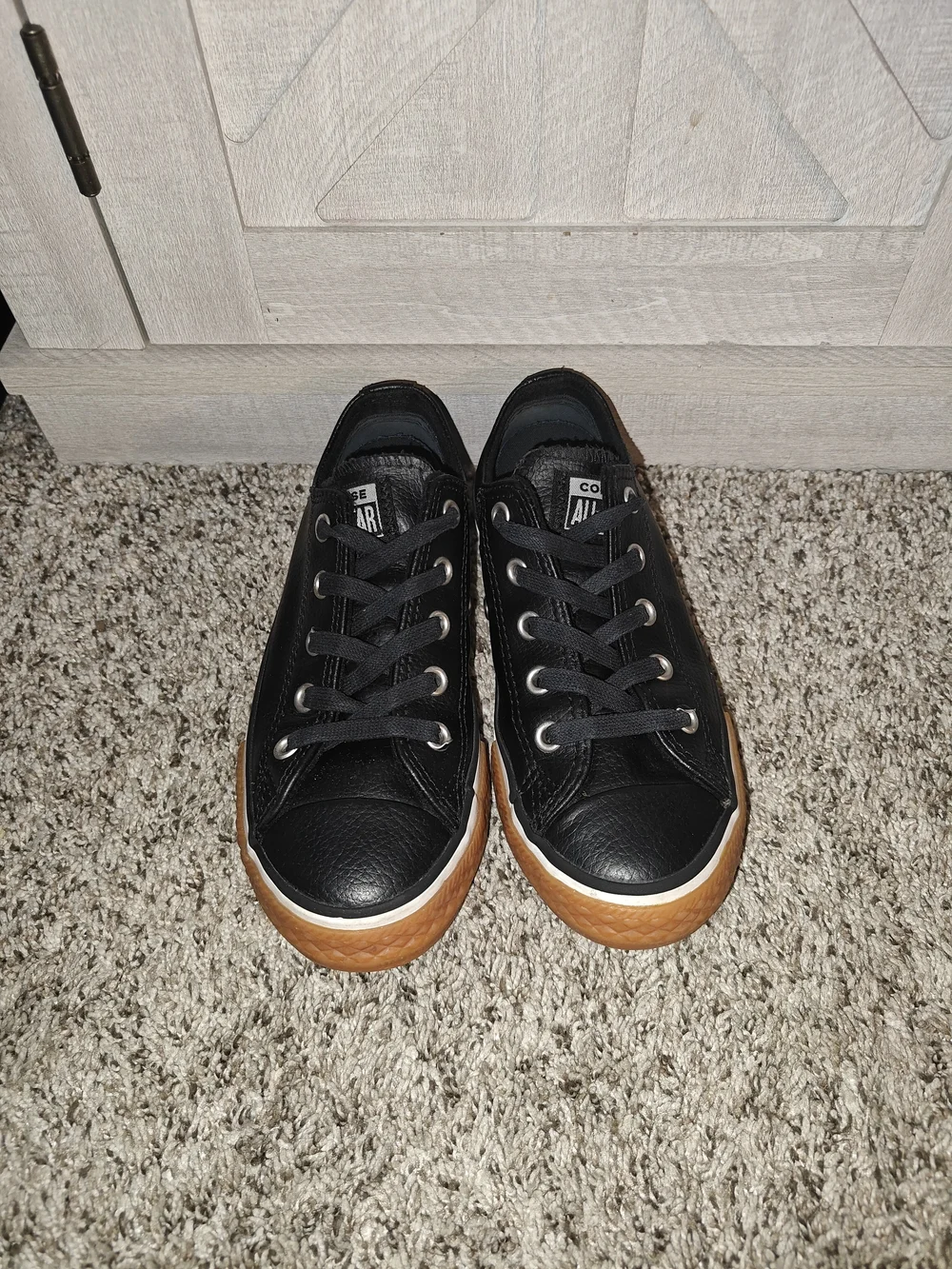 Converse Chuck Taylor All Star Leather Ox sneakers Blk Youth Size 13c